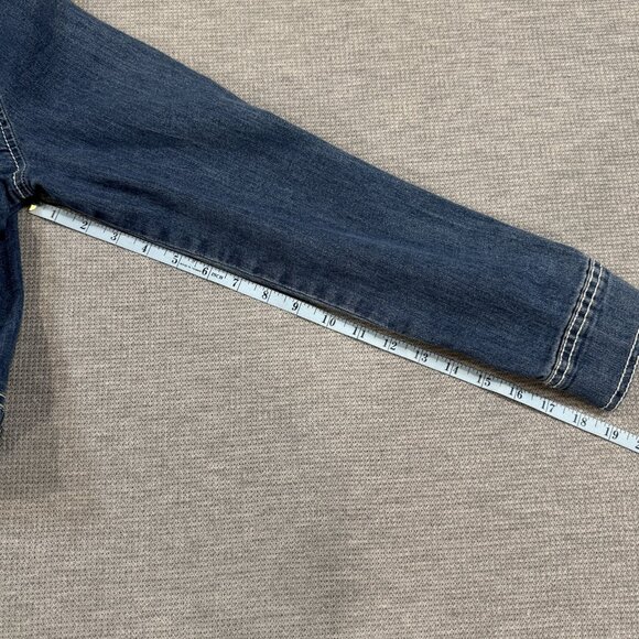 Maurices Womens Blue Denim Jean Jacket Size M Button Front Long Sleeve Pockets - Picture 12 of 14